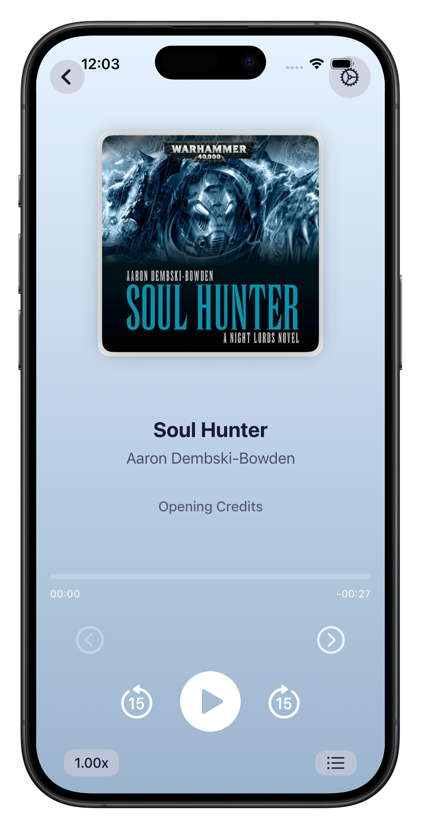 Reproductor de audiolibros en Chrono Reader