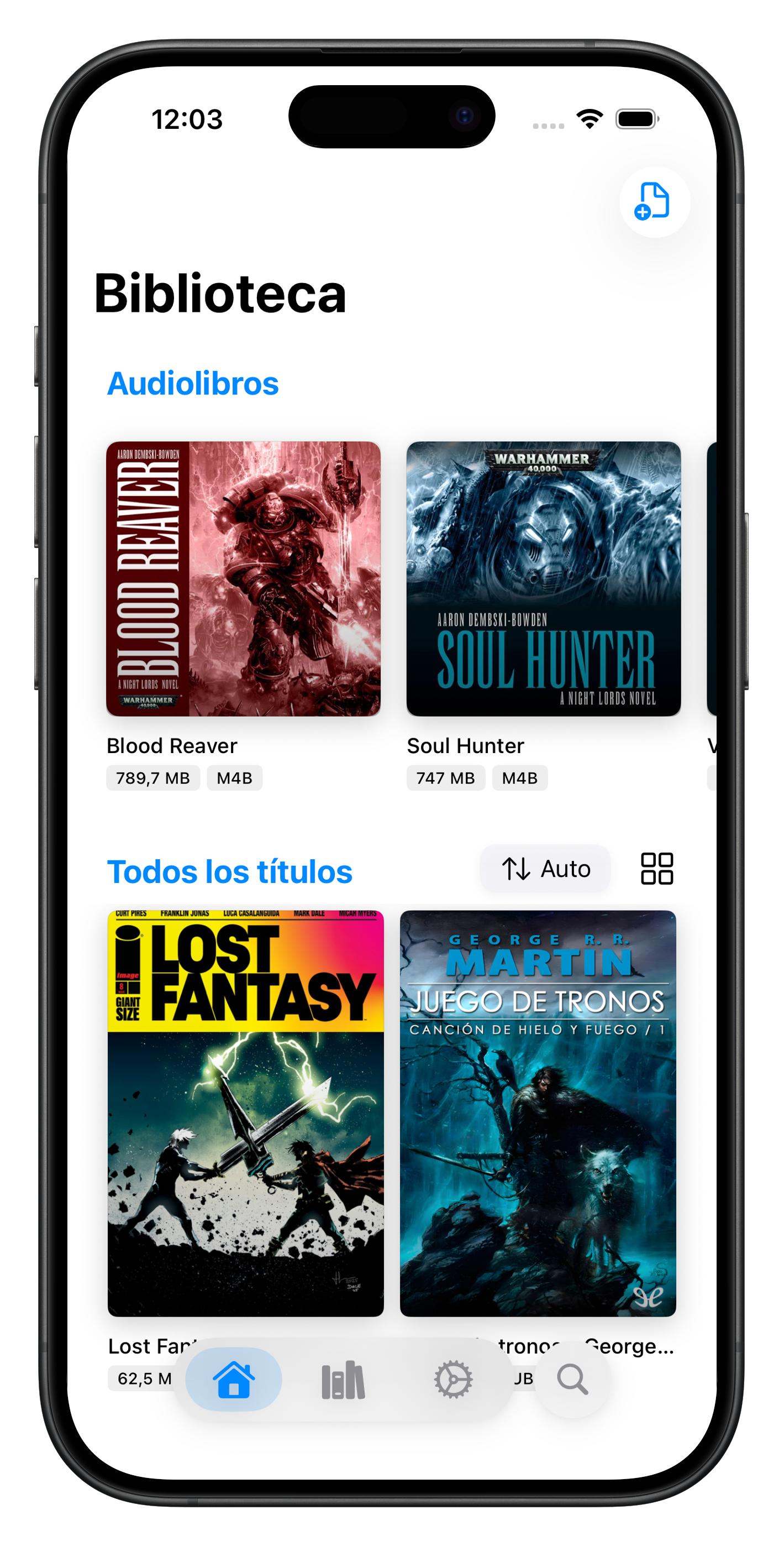 Biblioteca en Chrono Reader